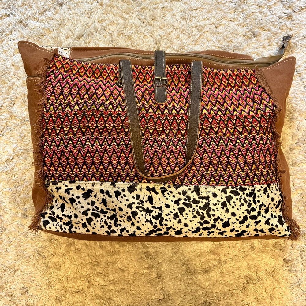 Myra Weekender Tote Bag - Pink/Dalmation Print